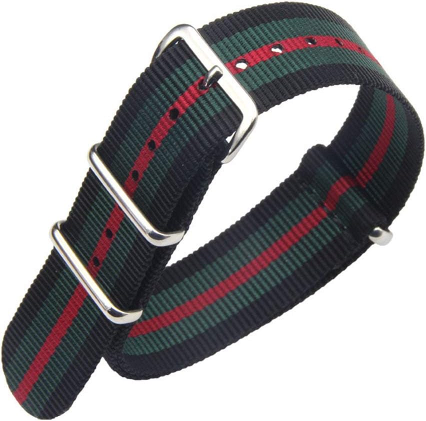 SIFEIRUINATO Watch Stripe Strap Ballistic Nylon Zulu Style Band with Stainless Steel Buckle