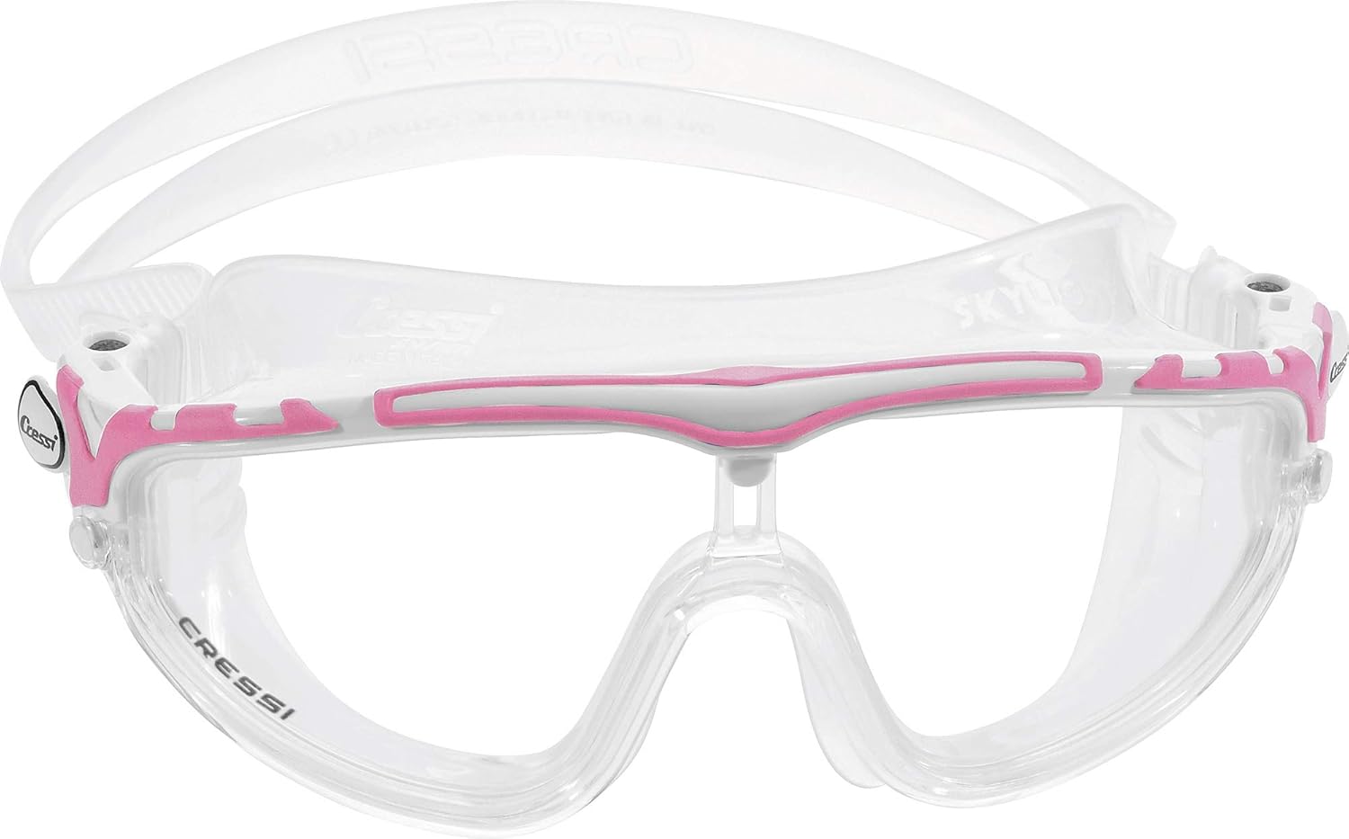 Cressi Skylight Swimming Goggles - Silicone Seal for Adult Swim Goggles - UV Anti-Fog Swimming Mask - Clear/Frame White Pink