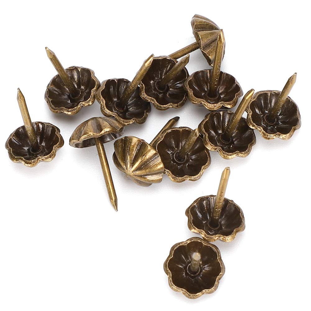 Upholstery Tacks, Furniture Nails for Upholstery, Retro Glossy Pattern Durable Furniture Accessories 150Pcs for Retro Wooden Box Decoration Sofa Decor