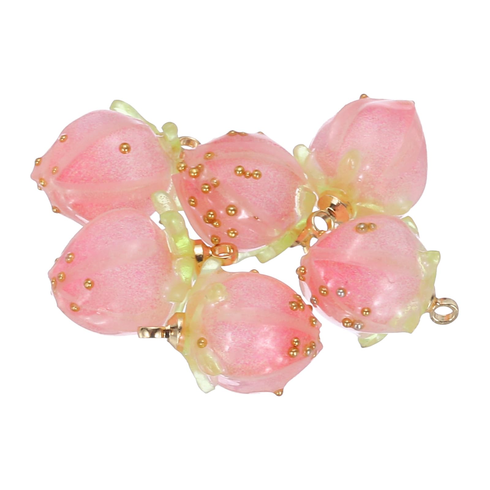 PATIKIL 0.6x0.4 Flower Beads, 6Pcs Acrylic Flower Buds Beads Mini Rose Charm for Bracelets, Earrings, Necklaces, Jewelry Making and DIY Crafts, Pink