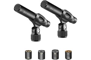 NEEWER 2-Pack Pencil Stick Condenser Mic with Interchangeable Omni Cardioid and Super Cardioid Capsules Foam Windscreens Mic 