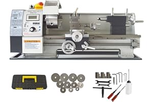 INTBUYING Mini Lathe Machine 8"x16" Metal Lathe Bench Lathe Metal Turning Lathe 2500 RPM Variable Speed Mini Lathe Metal with