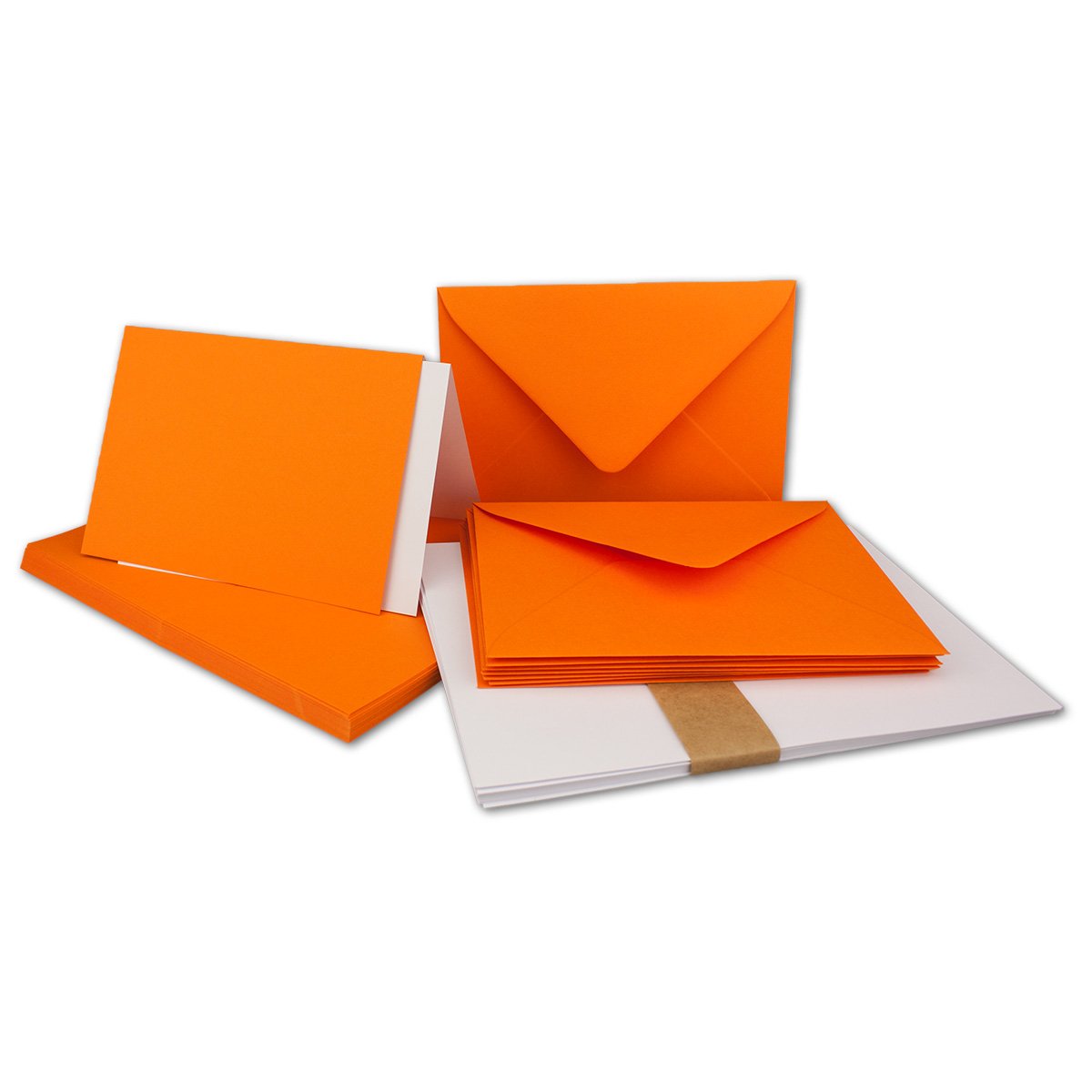 Folded cards, DIN A6 – C6, wet sealing, with inlay 25 Karten-Sets Orange