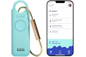 SHE'S BIRDIE She’s Birdie - Birdie+ Smart Personal Safety Alarm for Women by Women–Loud Siren, Key Chain, 24/7 Live Rep, Emergency Alerts, Bluetooth Connection - 3 Month App Subscription Included (Aqua)