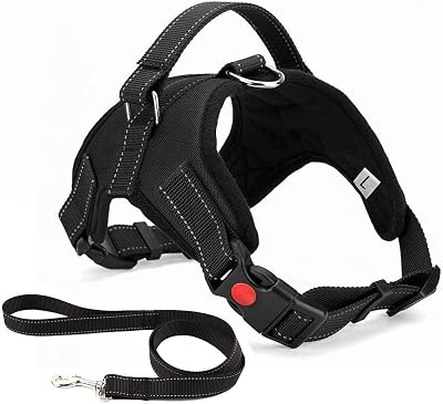 Musonic No Pull Dog Harness XL Nero Adjustable Breathable Free Lead Included