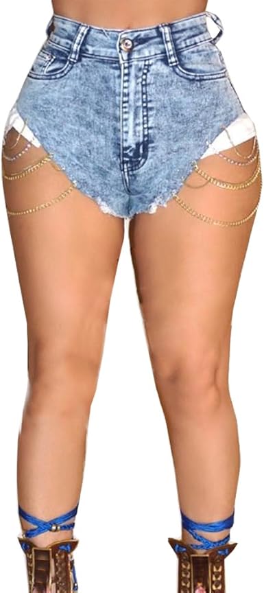 Chain denim shorts Clearance