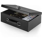xydled Fireproof Document Box with Key Lock, Fire Safe Box, Black | Fire and water resistant lock box for documents, passports, cash and valuables, keeping secure at home, 12.8 x 8.5 x 4.5 Inch