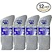 USBingoshop 12 Pairs Mens Physicians Approved Crew Diabetic Socks Cotton 10-13 (12 Pairs D-Gray)