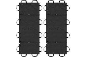 Threlaco 2 Pcs 72" x 27" Portable Foldable Stretcher with 12 Rubber Foam Handles Medical Emergency Lightweight Patient and Animals Transport Stretcher for Rescue First Aid(Black)