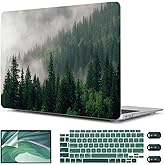 CISSOOK Compatible with MacBook Air 13 inch Case 2021 2020 2019 2018 Release A2337 M1 A2179 A1932 with Touch ID, Plastic Hard Shell Case &Keyboard Cover &Screen Protector for MacBook Air 13, Forest