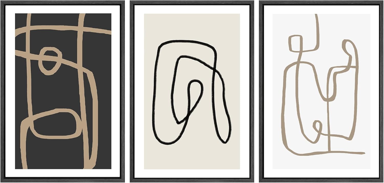 Wall Décor - SIGNWIN Framed Canvas Print Wall Art Set Pastel Geometric Line Polygons Abstract Shapes Illustrations Modern Art Decorative Boho Relax/Zen Nordic for Living Room, Bedroom, Office - 24