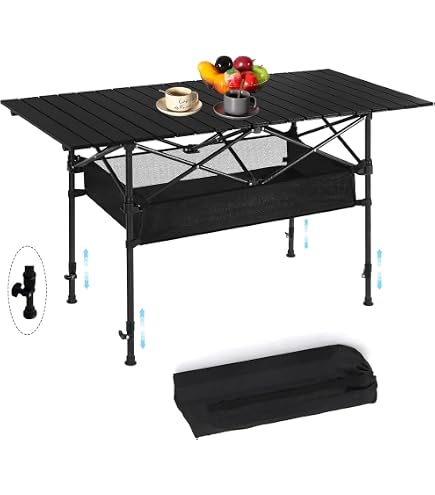 REDCAMP Foldable Camping Table | Lightweight Aluminum Portable Picnic Table With Storage