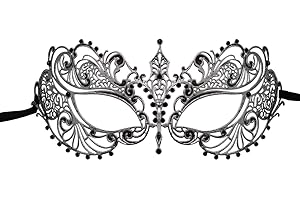 LUXURY MASK Metal Masquerade Mask for Women with Rhinestones for Masquerade Party, Mardi Gras, Prom, Halloween, Venetian & Costume Party
