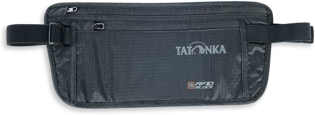 Tatonka Skin Moneybelt Int. RFID B, Flat Bum Bag with TÜV-Certified RFID Blocker and Two Zip Compartments