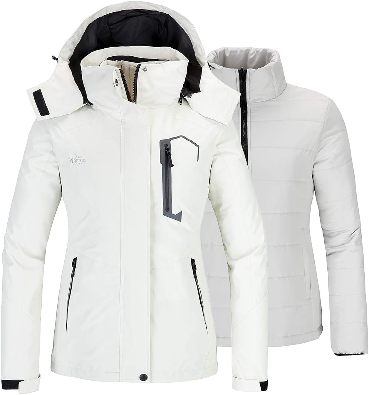 Wantdo Women's 3 in 1 Waterproof Ski Jacket Mountain Snowboarding Jacket Winter Snow Coat