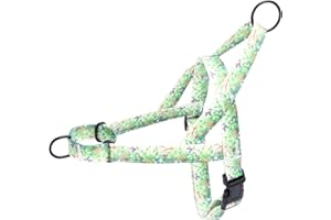 Pimaodog No Pull Dog Harness for Easy Walk, Floral Pattern Female Safety Nylon Training Collar for Small, Medium, and Large Dogs (M, Grass)