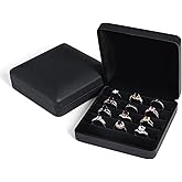 sadkew Small Ring Organizer Box, Portable Jewelry Rings Display Collector Case, Jewelry Ring Tray holder Showcase. Modern Rings Storage Boxes Fit for Women, Girl for Travel (Black)
