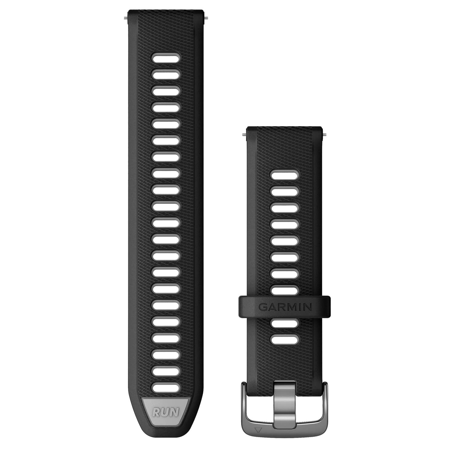 Garmin Quick Release Bands (22mm), suitable for selected Forerunner-,Venu- and vívoactive smartwatch series, Original accessory, Silicone, Black/Powder Grey with Slate Hardware — image 1