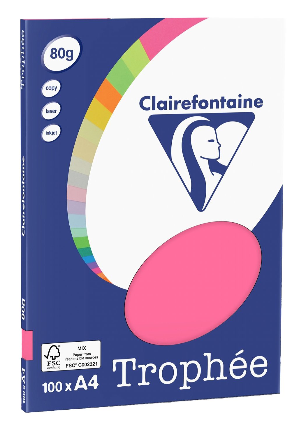 Clairefontaine Trophee Copying Paper (A4, 80g/m², 100 Sheets) A4, 21 x 29.7 cm Fuchsia