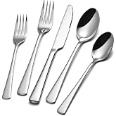 18/10 Flatware set for 6, 30 Piece Stainless Steel Silverware Cutlery Set | KINGSTONE Forged Cutlery Set, Mirror Polished Knives Fork and Spoon Utensils, Dishwaher Safe for Restaurant, Wedding, Party