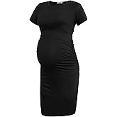 Smallshow Women's Short Sleeve Maternity Dress Ruched Pregnancy Clothes