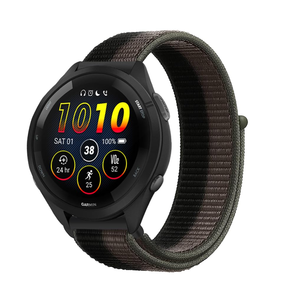 Niboow 22mm Strap Compatible with Garmin Forerunner 265/255/255 Music, Nylon Soft Watch Band for Garmin vivoactive 4/Venu 2/Active - Grey Black