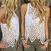 Outtop Women Sexy Lace Crochet Vest Tank Top Casual Sleeveless Blouse (Small),White