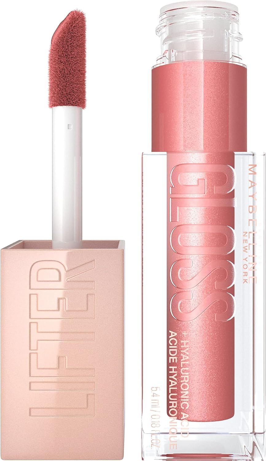Maybelline Lifter Gloss, Hydrating Lip Gloss with Hyaluronic Acid, Creates Fuller-Looking, Shiny, Moisturised and Plumped Lips. Non-sticky, 003 Moon (Nude Pink)