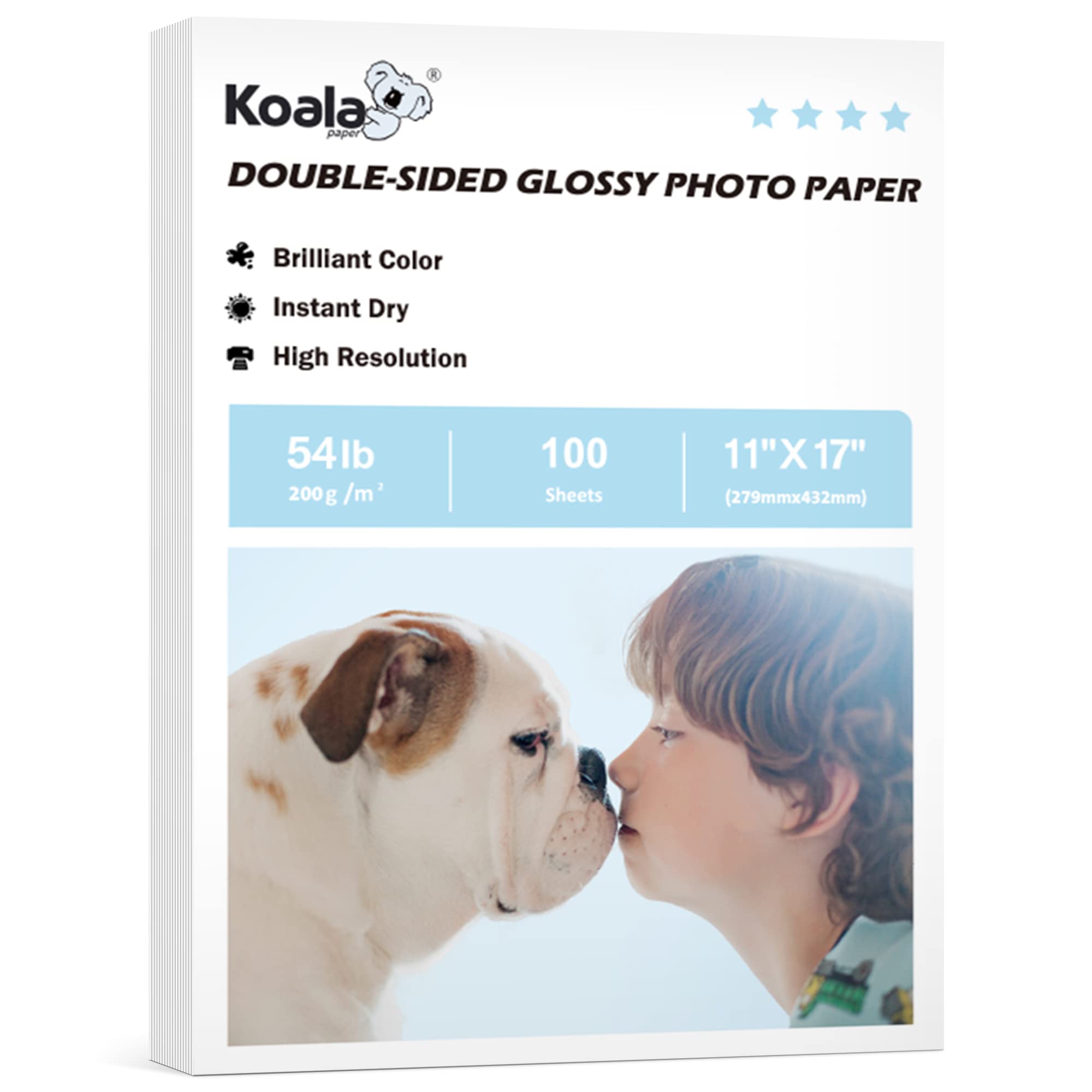 Photo 1 of Koala Double Sided Inkjet Glossy Photo Paper 11X17 Inches Thick 54lb 100 Sheets Picture Paper for Inkjet Printer Dye Ink for Calendar Menu Printing 200gsm