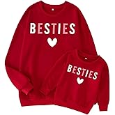 SOFEON Mommy and Me Valentines Sweatshirt Love Heart Besties Letter Pullover Family Matching Outfit Long Sleeve Tops