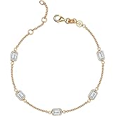 LeCalla 925 Sterling Silver CZ Station Bracelet Lightweight Classic Italian Pearl Zirconia Bracelet for Women Mom Grandma Sisters