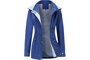 Gyozelem Womens Raincoat Windbreaker Waterproof Lightweight Lined Hooded Rain Jacket