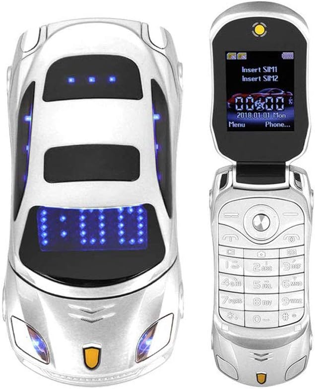 Peedeu GSM Unlocked flip Phone,Sports Car Model Mini Flip Phone Dual SIM Card Flashlight MP3 Backup Phone for Kids Students