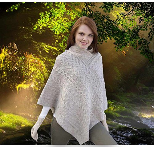 Aran Cable Poncho Parsnip