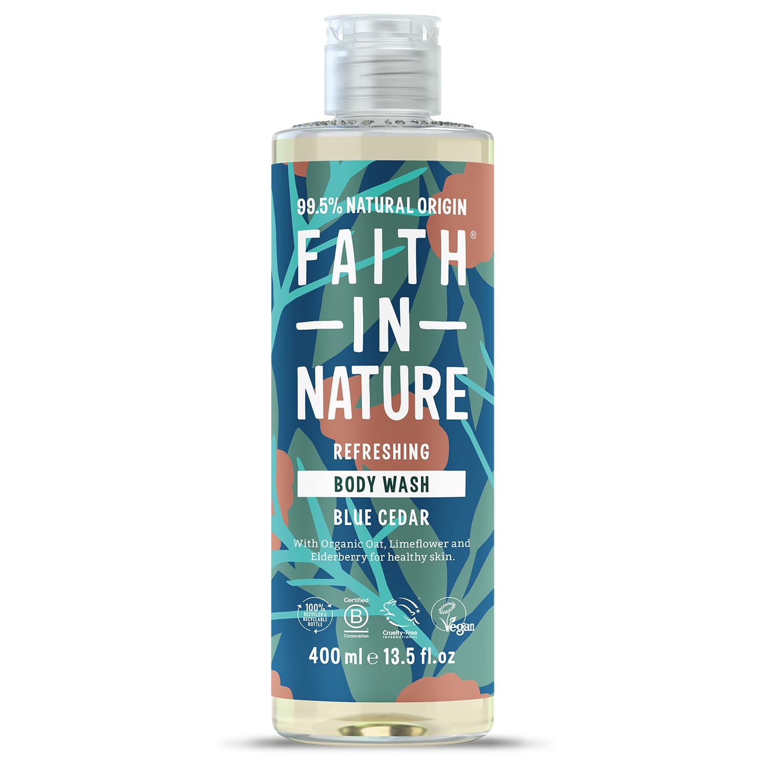 Faith In Nature Natural Blue Cedar Body Wash, Refreshing Shower Gel, Vegan and Cruelty Free, No SLS or Parabens, 400 ml โ image 1