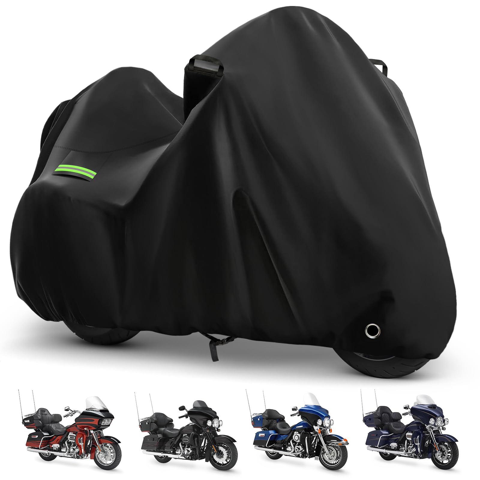 Photo 1 of Motorcycle Cover for Touring Road Glide/Ultra Limited/Gold Wing Tour/Indian Pursuit, 210T Waterproof Sun UV Rain Outdoor Protection Motorbike Cover with Lock Hole & Soft Cotton Lining