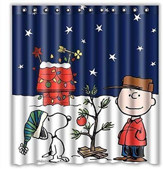 Amazon Com Eaiven Snoopy Christmas Shower Curtain Funny Charlie