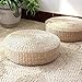 MAHAO Japanese Style Handcrafted Eco-Friendly Padded Knitted Straw Flat Seat Cushion,Hand Woven Tatami Floor Cushion Corn Maize Husk (Dia50cm/19.7