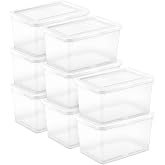 Sterilite Storage Box, Stackable Clear Plastic Bins, 20 Quart, 8-Pack | Heavy-Duty Organizing Containers with Snap-On Lids for Closet, Bathroom, and Office