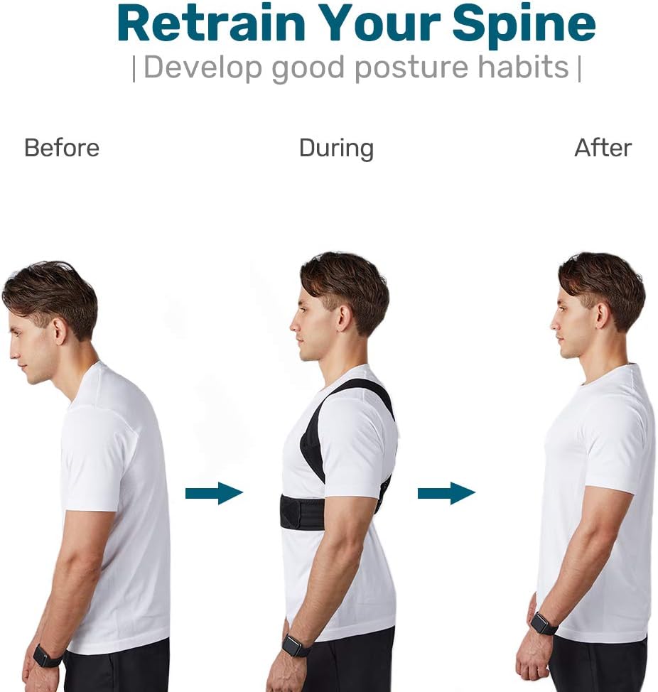 VOKKA Posture Corrector for Men and Women, Spine and Back Support, Providing Pain Relief for Neck, Back, Shoulders, Adjustable and Breathable Back Brace Improves Posture and Provides Back Support XL: Health & Personal Care