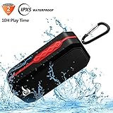Bluetooth Wireless Speakers Waterproof IPX5 With HD Enhanced Bass Outdoor Wireless Portable Phone Speakers Built-in Mic Support FM AUX TF Card USB for iPhone iPad Android Phones Computer Etc. (Red)