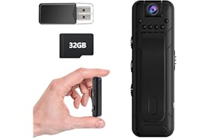 Bextgoo Body Camera, 1080P FHD Body Cam, Built-in 32GB TF Card, No WiFi Required, Portable 180° Rotating Lens, 10 Hours of Use on One Charge, Wearable Camera for Security Personnel, Outdoor Sports