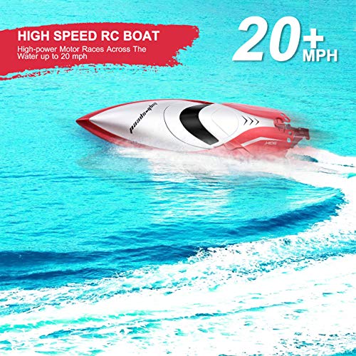 Powerextra Remote Control Boat, High Speed H106 Rc Boat for Pools and Lakes, 20+ KMH 2.4 GHz Fast Racing Boats, LCD Low Battery Alarm, Birthday Gifts for Boys Girls