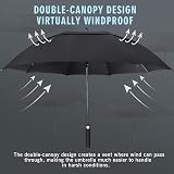 ZOMAKE Golf Umbrella 54in Windproof Rainproof Double canopy Black view 3