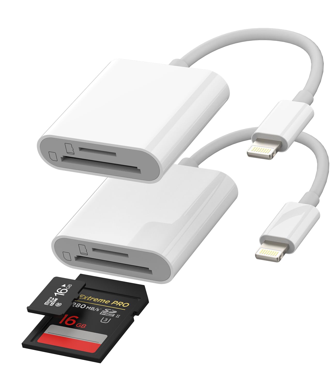 iPhone Card Reader Lightning to Micro SD TF Flash Adapter 2in1(2Pack)Camera Memory Accessories for Apple MFI 11 12 13 14 Pro Max X XS XR SE 7 8 Plus Ipad Air Mini 2020 Compact Photo Photography Viewer