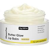 Masofta Butter Glow Lip Balm - Shea Butter Moisturizer for Glossy Shine, Softens &amp; helps with uneven tone, Non-Sticky Feel, Multi Butter Enriched, Daily Use, Vanilla Flavour 0.52oz/15gm
