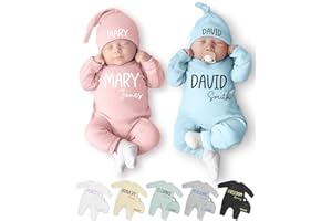 Personalized Baby Clothes Custom Name Newborn Coming Home Outfit & Hat Set for Boy Girl 0-6 Months Customized Gifts