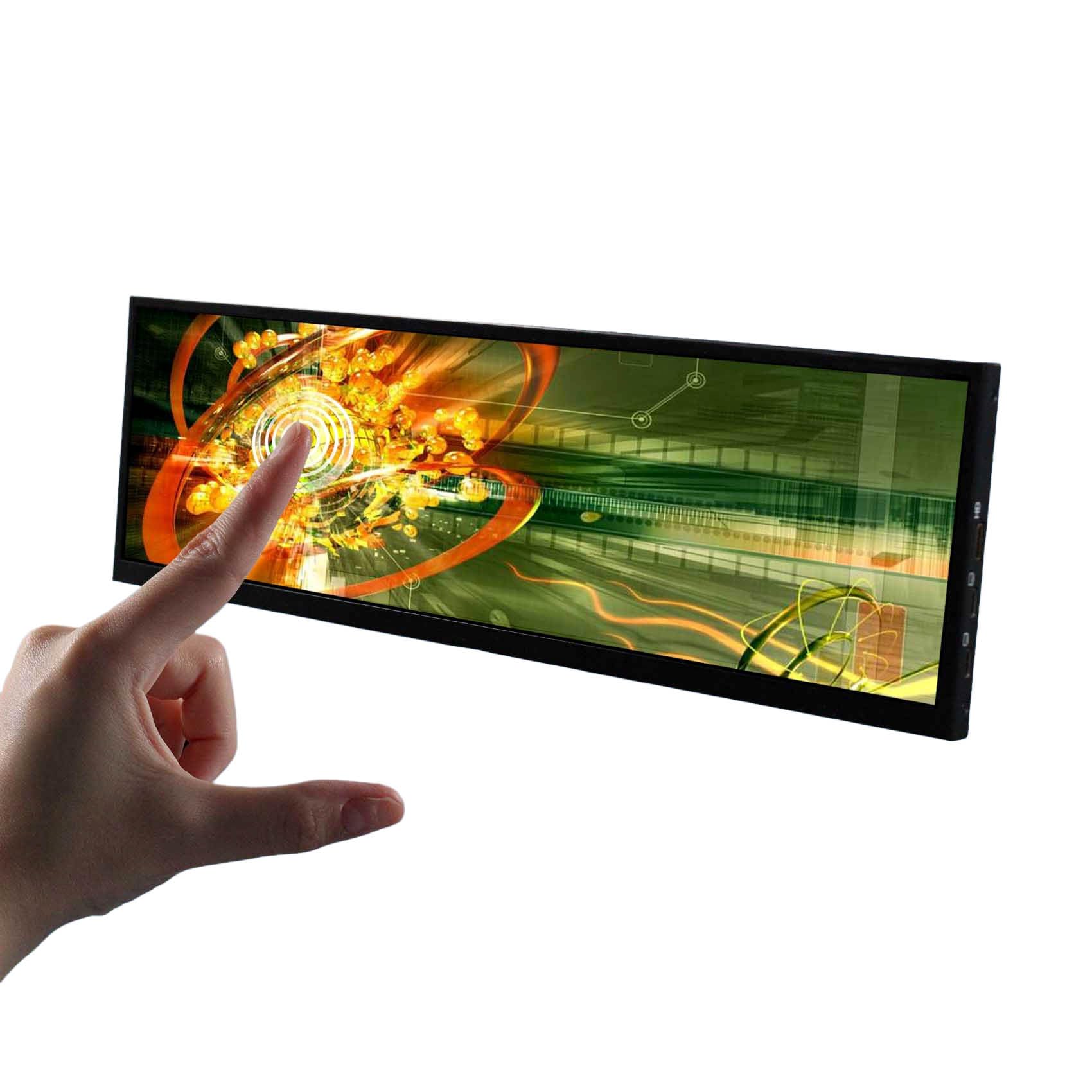 VSDISPLAY 14.5inch 2560x720 2K IPS LCD Stretched Wide Bar Touch Monitor,USB Type C mini Video Input, Metal Shell