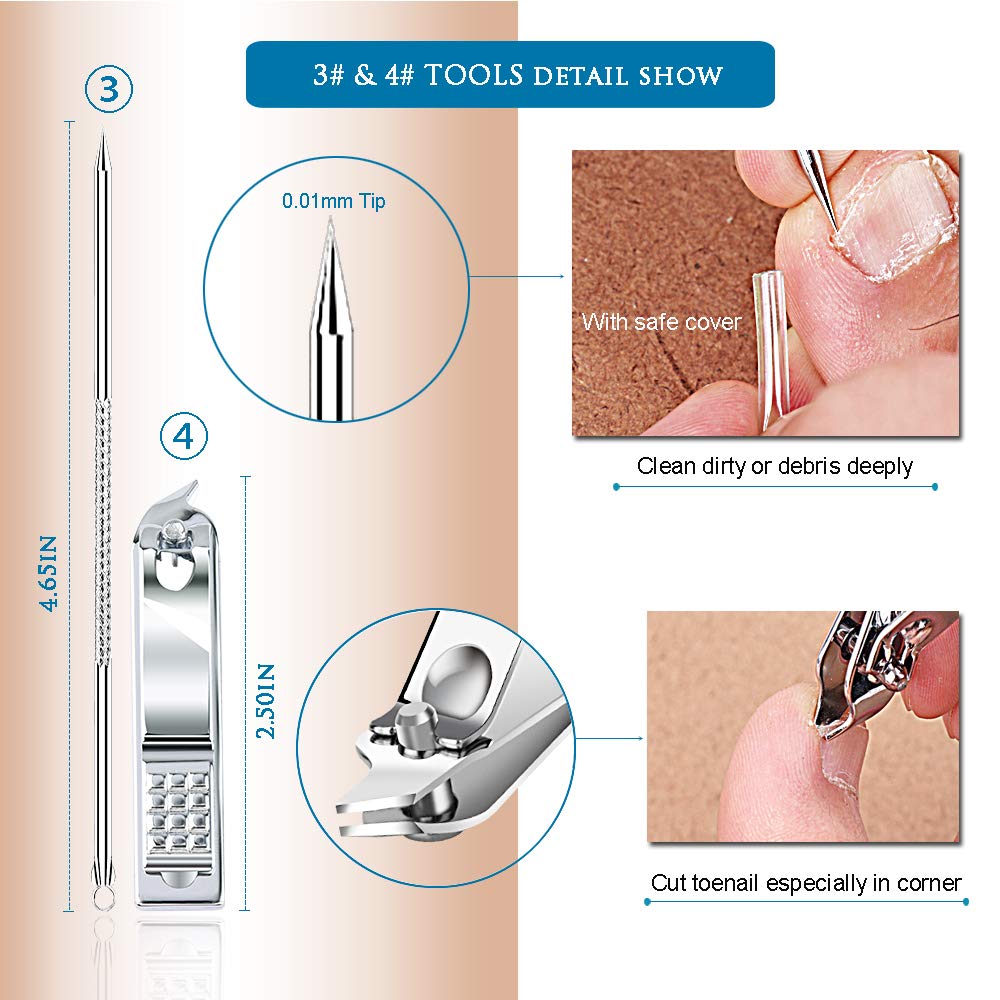 Premium 6PCS Ingrown Toenail Tools, Nail File and Lifter, Foot Nail Treatment Tool, Toe Nail Removal Clippers, Upgraded Stainless Steel, Professional Pedicure Tools, With Nail Cutter Trimmer: Beauty