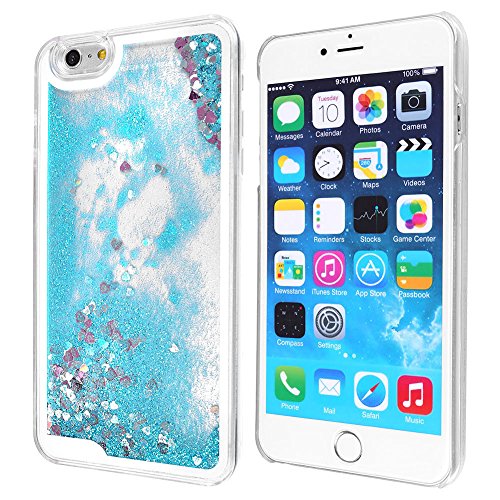 iPhone 6Plus 6sPlus Liquid Case, Yoption Transparent Plastic 3D Glitter Quicksand and Heart Liquid Case for Ap